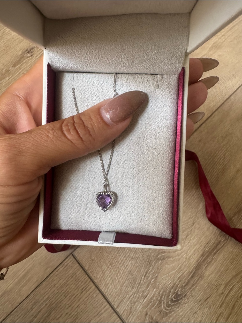 Shane & Co Evie Amethyst & Diamond Heart Pendant